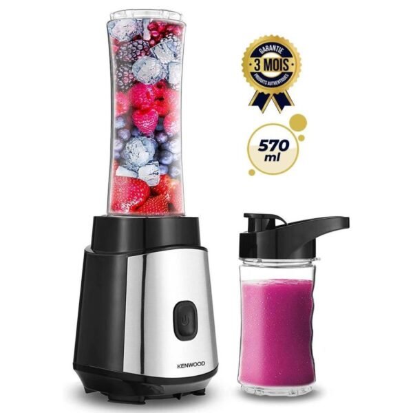 Blender Kenwood BLM05.A0BK - Machine à smoothies - 350 W - 570 ml et 400 ml - Argent-Noir