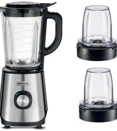 KENWOOD Glass Blender 1000W Power Blender Smoothie Blender-Smoothie Maker 1.5L with Grinder Mill, Chopper Mill, Ice Crush Function BLM45.720SS Black-Silver-06 mois garantis