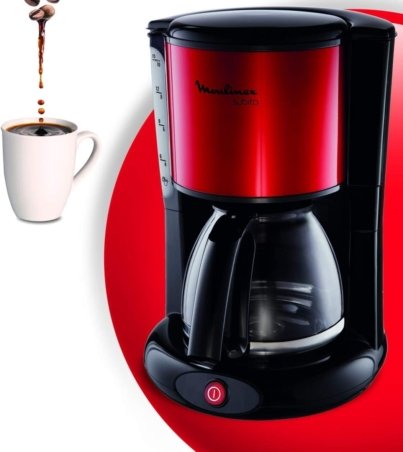MOULINEX Cafetières filtre SUBITO rouge 10-15 Tasses Machine à café cafetière électrique Cafetière Capacité 1.25L Antigoutte Porte-filtre pivotant Auto off 30 minutes