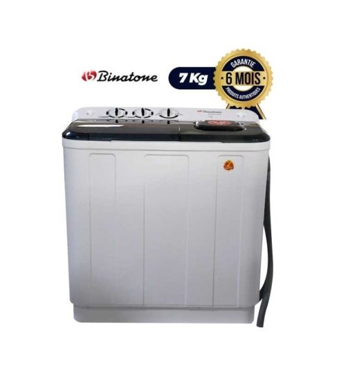 Machine à Laver Semi-Automatique – Binatone – BWM-070B- 7KG - Blanc – 06 mois garant