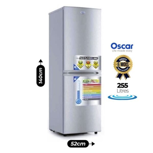 Réfrigérateur Combiné Oscar - 225 Litres - OSC-R255S - Gris - Garantie 12 Mois