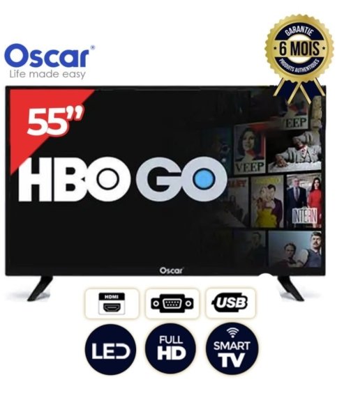 Smart TV Oscar frameless - 55 Pouces - Full HD- Régulateur de tension et décodeur intégrés - 6 Mois garant