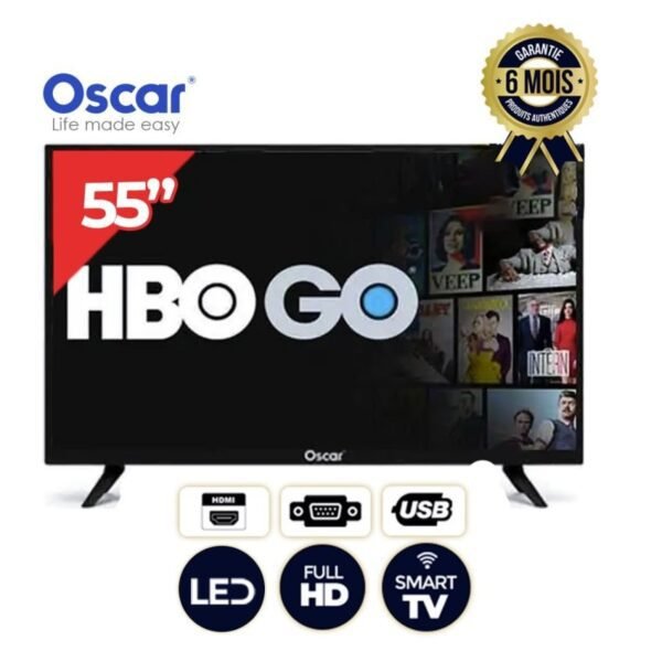 Smart TV Oscar frameless - 55 Pouces - Full HD- Régulateur de tension et décodeur intégrés - 6 Mois garant