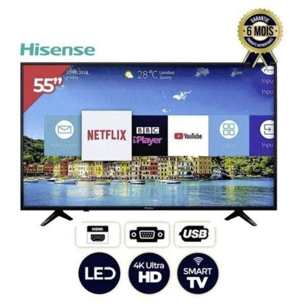 Smart Tv Hisense 55 pouces SMART - 55A6H- Ultra HD - 4K - HDR - 6 mois de garantie (3)-min