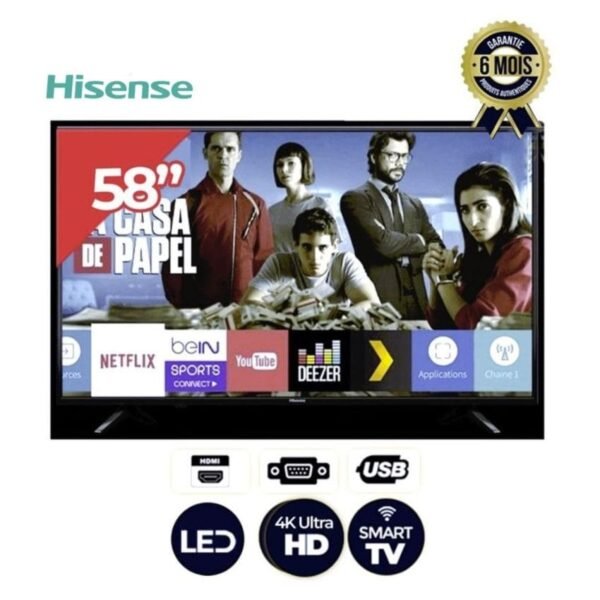 Smart Tv Hisense 58 pouces SMART - 58A6H- Ultra HD - 4K - HDR - 6 mois de garantie (5)-min