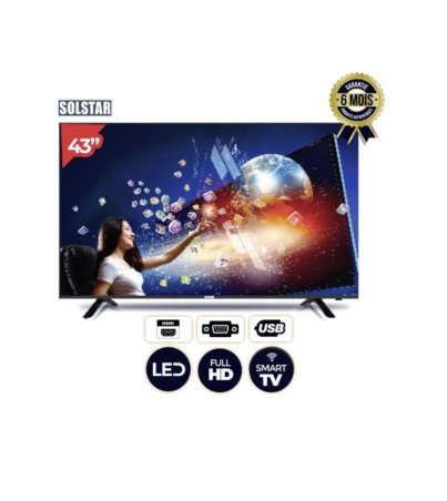 TV Led Smart Solstar Numérique 43AD7200SS - 43 pouces - Full HD 1920 × 1080 pixels - Garantie 6 Mois