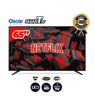 TV Smart Oscar -OSC-65D17SMT-S2 - 65 - full HD - Régulateur De Tension et Décodeur Intégrés - Noir - Garantie 06 Mois