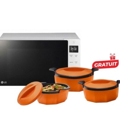 Micro-onde & Grill - LG - MH6535GISW - 25 Litres - Blanc + Casserole isotherme 4 pièces Offert- 06 mois garantis