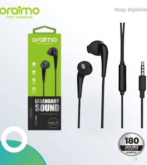 Oraimo Halo 4 - OEP-E26 - Écouteurs Filaires - Super Basse – Noir- 03 mois garantis (1)
