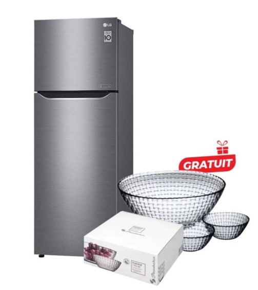 Réfrigérateur 2 Battants LG - GN - B222SQBB - 209 litres - Gris - 6 mois – Pack 07 bols Gratuit- 12 mois garantis
