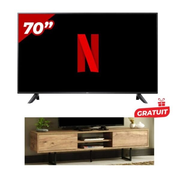 Smart TV LG 70UP7550PVD 4K UHD 70 pouces - Processeur Quad Core - Active HDR + Meuble TV - Smart - 3511-160-T - Jusqu'à 60 pouces - Bois Offert- 12 mois garantis 3