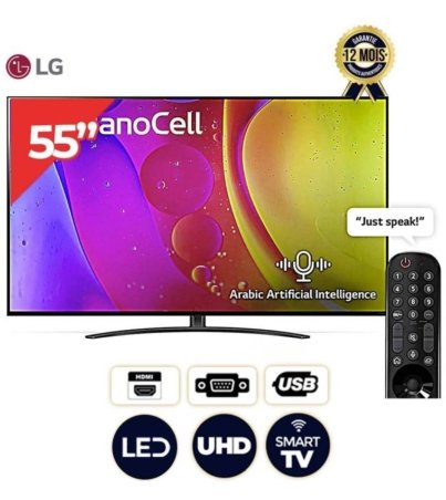 TV - LG - NANO CELL TV- Smart AI ThinQ - 55NANO846QA (4K-AI-SM-ST) - Local Dimming-Garantie 12 mois- Meuble TV offert- 12 mois garantis