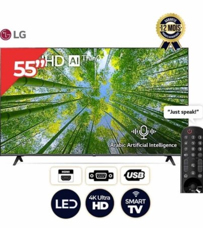 TV Smart LG - UHD - 4K -  Ecran 55 pouces - 55UQ80006LD - HDR Webos - ThinQ AI + Bouilloire en acier Inoxydable - Delta - DEK-201 Offert – 12 mois garantis