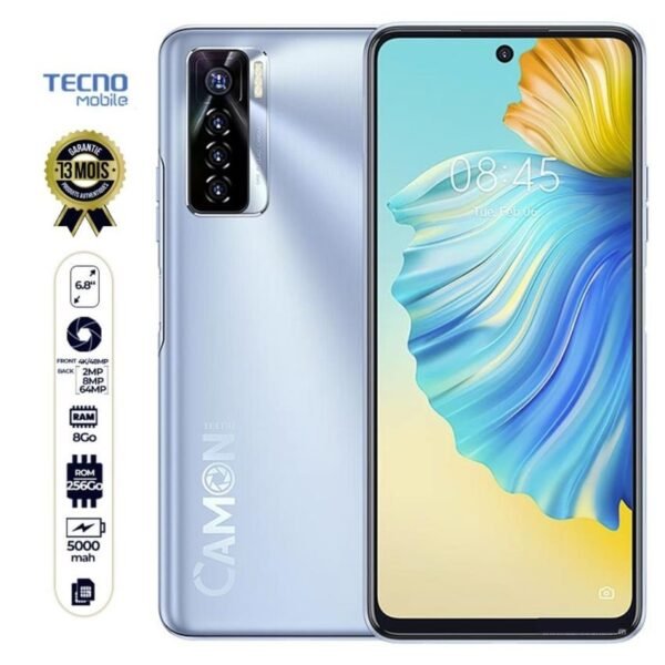 Tecno Camon 17 Pro (CG8)- Ecran 6.8 pouces - 64+8+2+2MP 4K-48MP - 256-8Go Ram - Dual nano sim - 5000mAh- 12 mois garantis