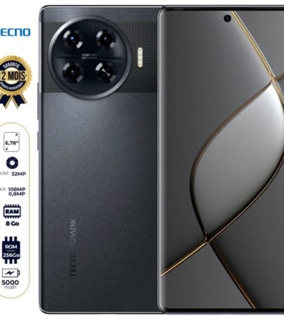 Tecno Spark 20 Pro+ - 256 Go - 8 Go RAM - Écran incurvé 6,78" - 108MP/32MP - Double Nano SIM - 5000mAh - Garantie 12 mois