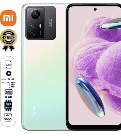 Xiaomi Redmi Note 12S - 6,43" - 256 Go/8 Go RAM - 5000 mAh - 108 MP - Dual NANO SIM - Empreinte digitale - Version Globale - Garantie 12 Mois