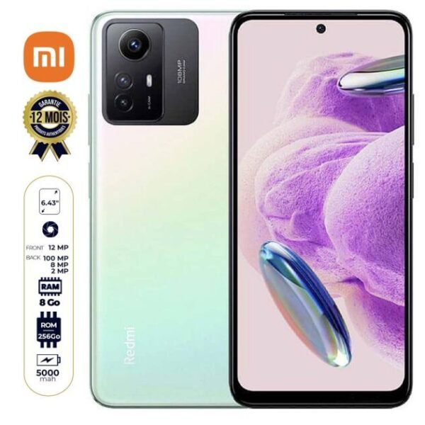 Xiaomi Redmi Note 12S - 6,43" - 256 Go/8 Go RAM - 5000 mAh - 108 MP - Dual NANO SIM - Empreinte digitale - Version Globale - Garantie 12 Mois