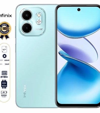 Infinix Smart 9 - 128 Go - 3Go + 3Go RAM extensible - 6,7" - 5000mAh - 13MP/8MP - Dual Nano SIM - Empreinte digitale - Garantie 12 Mois