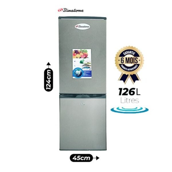 Réfrigérateur Combiné BINATONE - FR 160 - Capacité totale 126 litres - 2 portes - 3 tiroirs - classe énergétique T - Garantie 6 mois