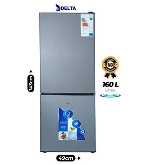 Réfrigérateur Combiné - Delta - 160 Litres - DRF-210 - A+ - Gris - Garantie 6 Mois