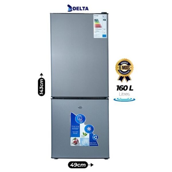 Réfrigérateur Combiné - Delta - 160 Litres - DRF-210 - A+ - Gris - Garantie 6 Mois